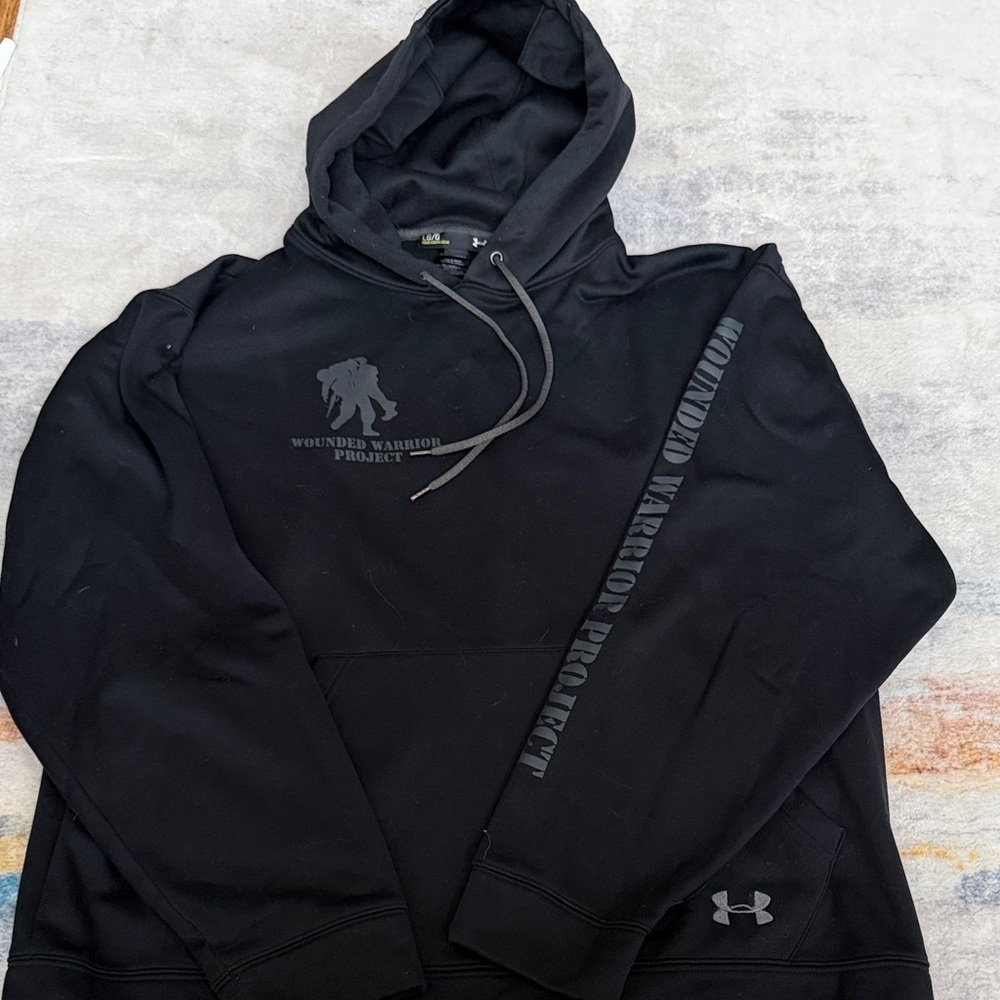 (156)Under Armour Black Hoodie with Wounded Warrior Project Logo